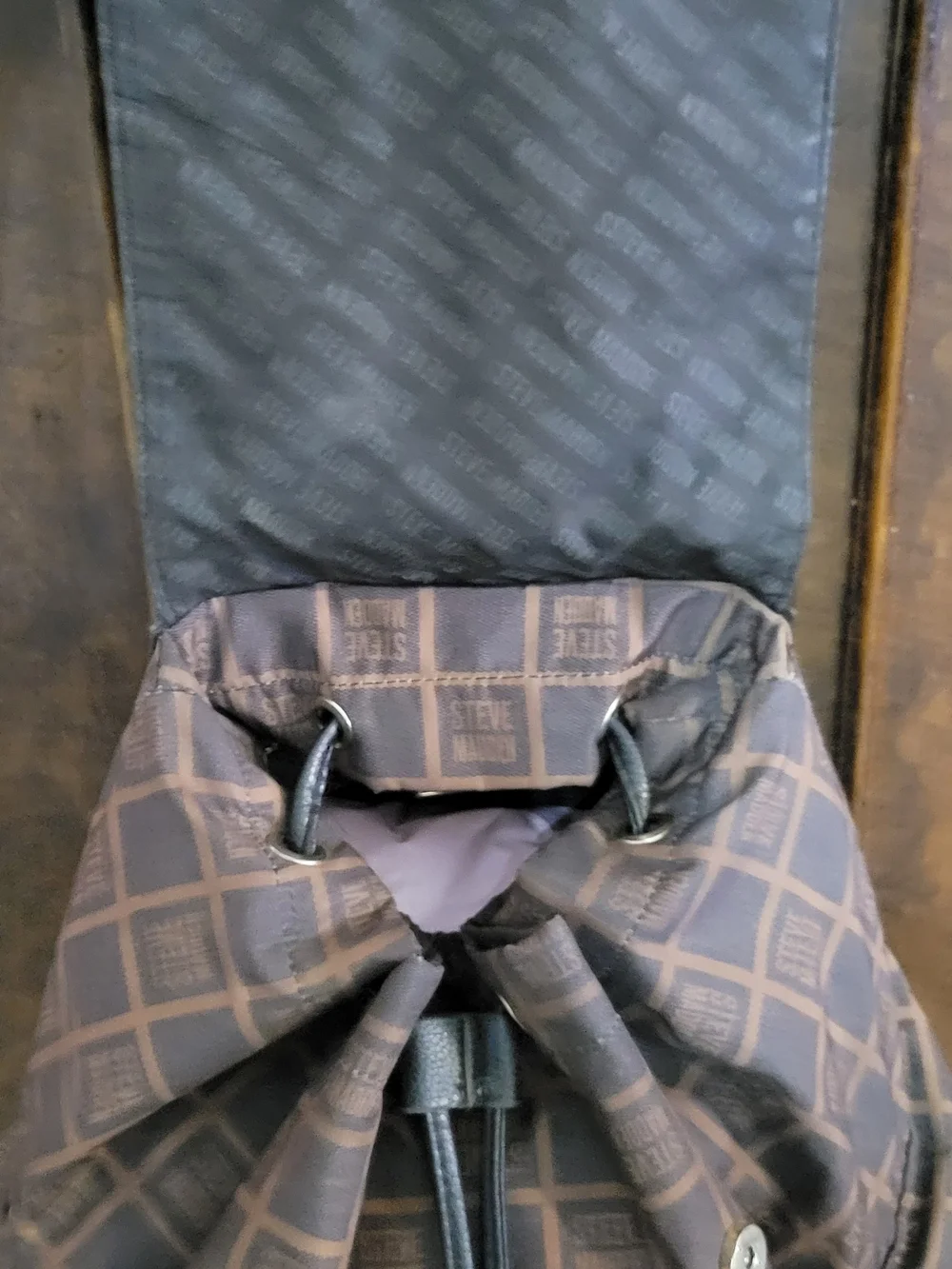 Steve Madden Brown Logo Backpack